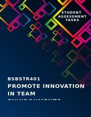 Bsbstr Assessment Task Pdf Assessment Task Promote Innovation