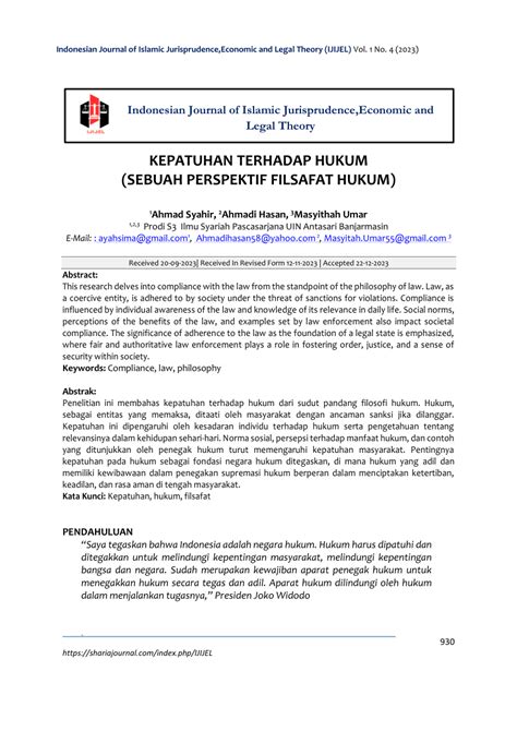 PDF Kepatuhan Terhadap Hukum Sebuah Perspektif Filsafat Hukum