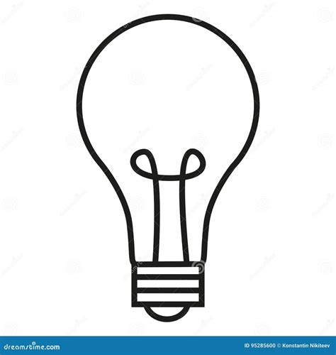 Vector Single Outline Icon Lightbulb Stock Vector Illustration Of