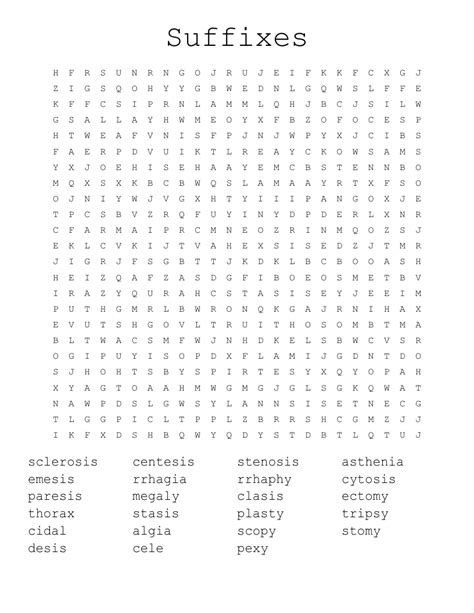 Suffixes Word Search Wordmint