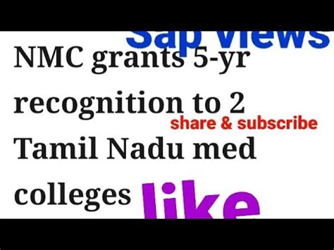 Nmc Grants Years Recognition To Tamilnadu Government Medical