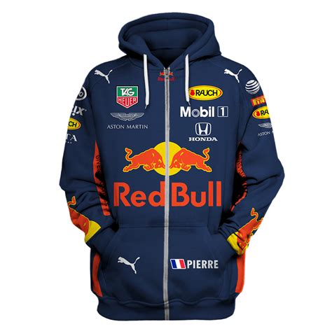 Pierre Gasly Hoodie Sweater Tag Heuer, Red Bull, Mobil 1, Honda, Aston ...