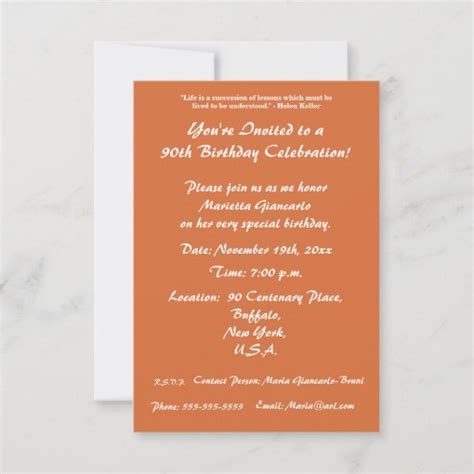 90th Birthday Celebrationdeepyellow Rose Invitation Zazzle