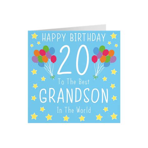 Grandson 20th Birthday Card Happy Birthday 20 To The Etsy Uk