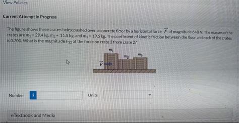 Solved The Figure Shows Three Crates Being Pushed Over A Chegg