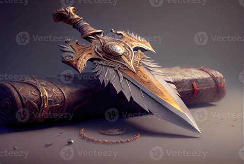 Fantasy Dagger Made From Wrath Of God Item And Weapon Concept Digital