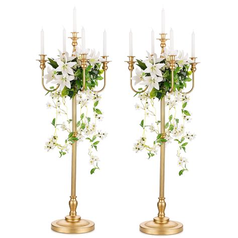 Romadedi Candelabra Gold For Wedding Decor Tall Candelabra Floor