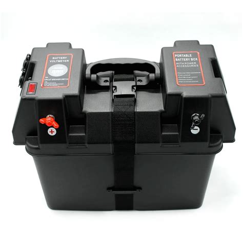 Multifunctional Battery Box With Voltmeter Guage Usb Charger For Car Marine Boat Rv Truck In