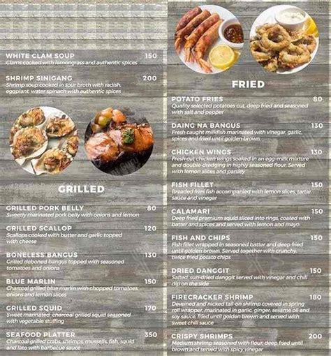 Menu At Roadside Seafood Haus Restaurant Cebu City