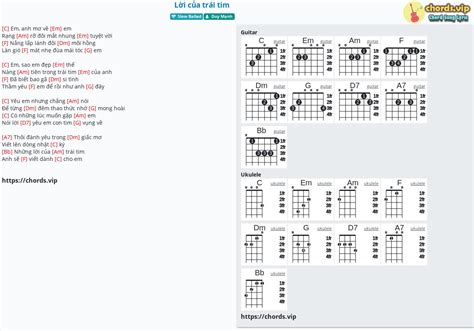 Chord Lời Của Trái Tim Tab Song Lyric Sheet Guitar Ukulele Chords Vip