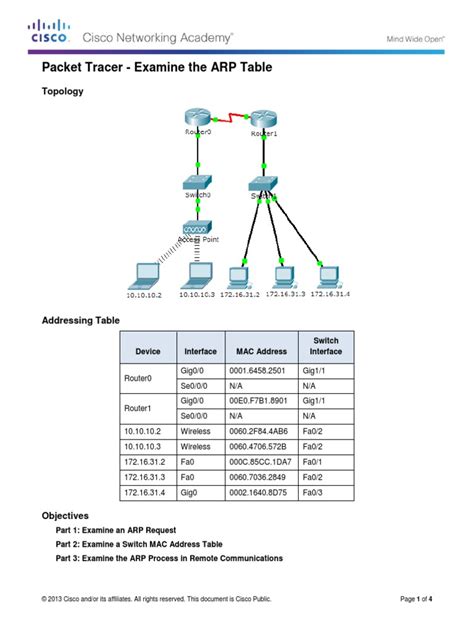 Settle 5217 Packet Tracer Examine The Arp Table Instructions