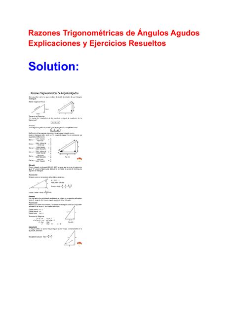 Solution Razones Trigonom Tricas De Ngulos Agudos Explicaciones Y