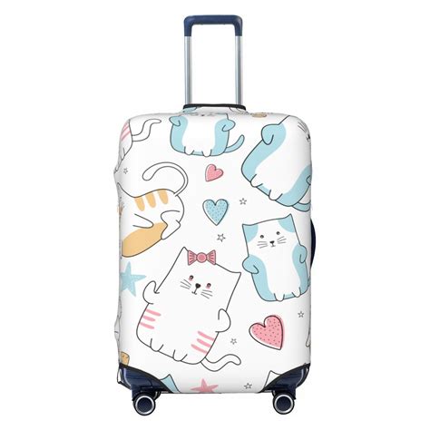 Lakimct Colorful Cute Cat Elastic Luggage Cover With Concealed Zipper