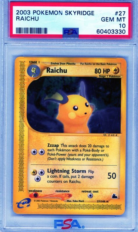 2003 Pokemon Skyridge Raichu 27 144 PSA 10 Gem Mint EBay