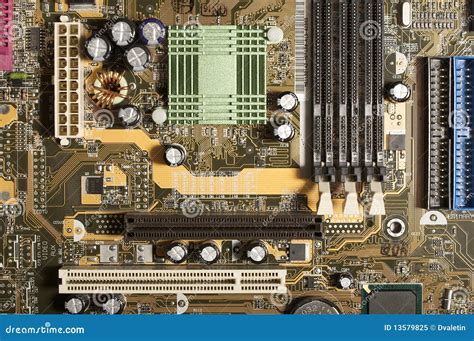 Computer Motherboard With Chips Memory Pci Stock Image Image Of