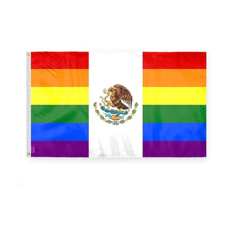 Agas Mexico Rainbow Flag 3x5 Ft Polyester Plated Grommets Mexico