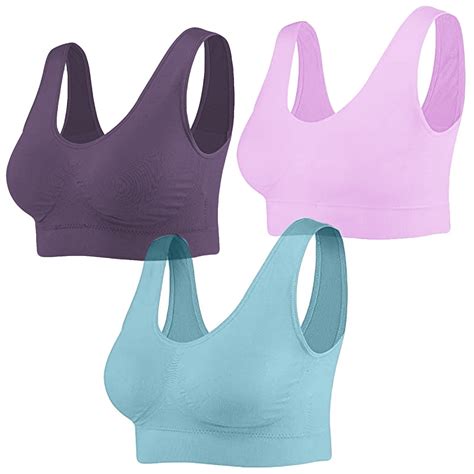 Yzengfg 3 Pack Seamless Sports Bra Wirefree Yoga Bra With Removable Pads For Women