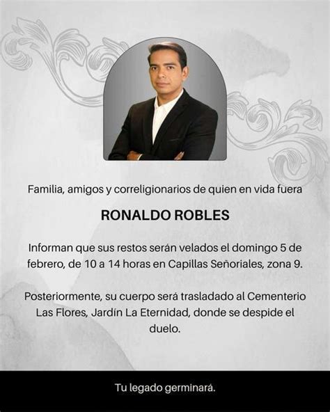 Así serán velados los restos mortales de Ronaldo Robles