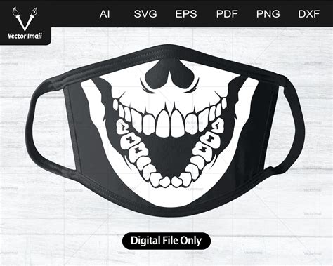 Skull Face Mask Svg Skull Mask Skeleton Mask Funny Mask Etsy