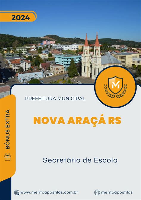 Apostila Secretário de Escola Prefeitura Nova Araçá RS 2024 Mérito