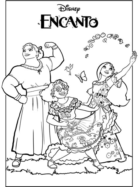 Mirabel With Sisters Coloring Pages Encanto Coloring Pages Coloring