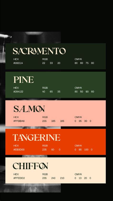 Green Pink Orange Ivory Color Palette For Branding Of Speakeasy Bar