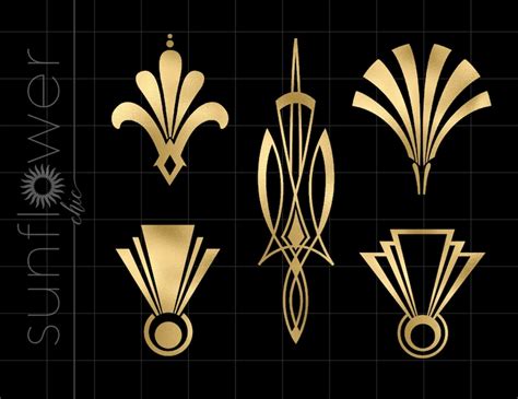 Gold Art Deco Clipart Png Downloads Gold Foil Gatsby Clip Art Cricut