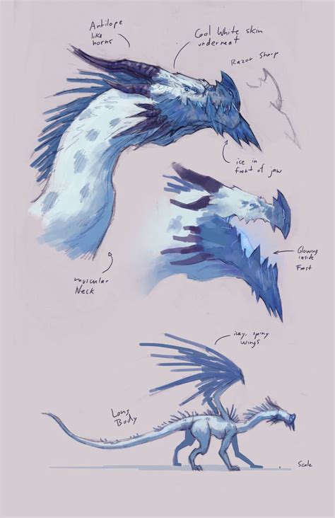 ArtStation - Ice dragon, Eduardo Vargas | Creature concept art, A court of mist and fury ...