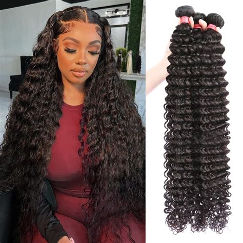 12a Deep Wave Human Hair Bundles 18 20 22 Inch Brazilian