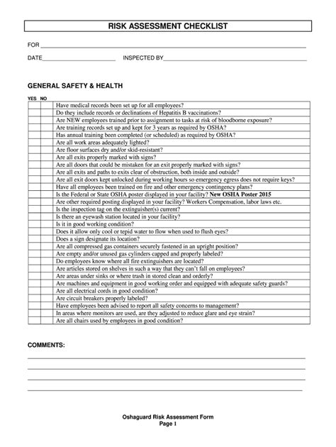 Osha Risk Assessment Template - Fill Online, Printable, Fillable, Blank ...