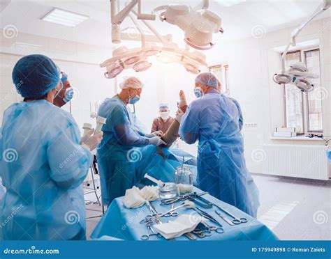 Process Of Trauma Surgery Operation Group Of Surgeons In Operating