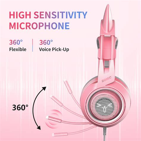 SOMIC G951s Pink Girl Cat Ear Gaming Headphone 3 5 Grandado