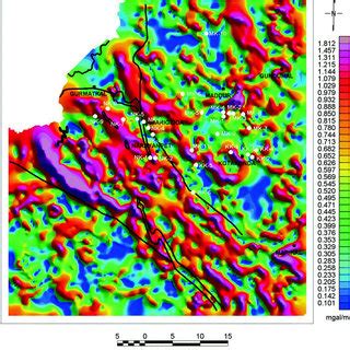 Total Horizontal Derivative Map From Gravity Data Overlaid With