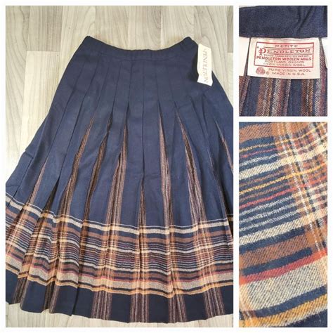 Pendleton Blue Wool Skirt Petite Size W Pleated Special Edition