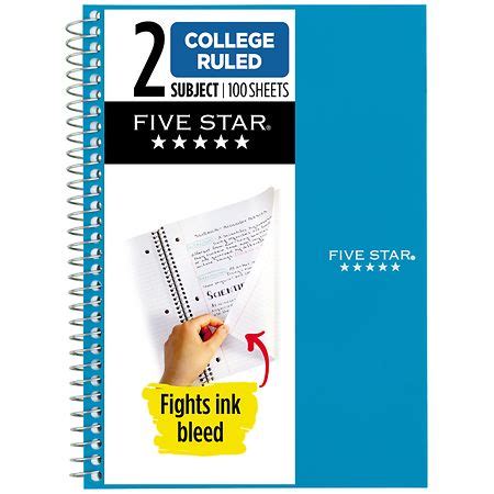 Mead Five Star 2 Subject College Ruled Notebook | Walgreens