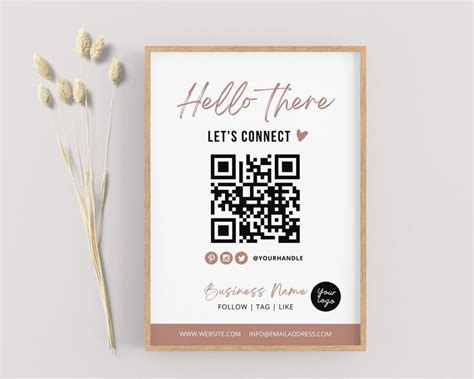 Social Media Sign Template Editable Qr Code Sign Small Business Sign Canva Template Connect