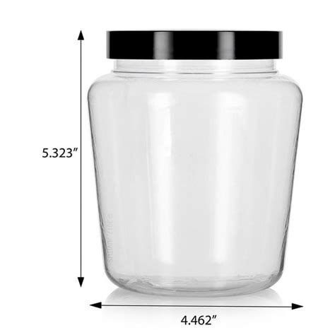 Clear Plastic Tapered Jar With Black Foam Lined Lid 32 Oz 6 Pack