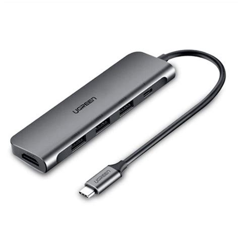 HUB USB UGREEN CM136 5 EN 1 USB 3 0 USB C HDMI 4K COLOR GRIS