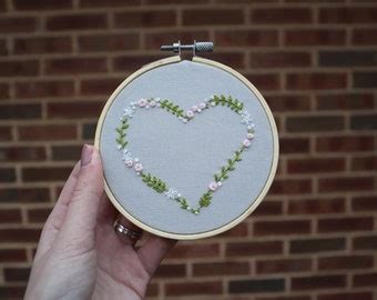 Floral Heart Embroidery Hoop Art Flower Embroidery Hoop Roses Hand