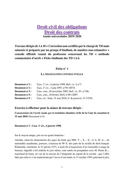 2019 TD complet et corrigé Droit des contrats Droit civil des