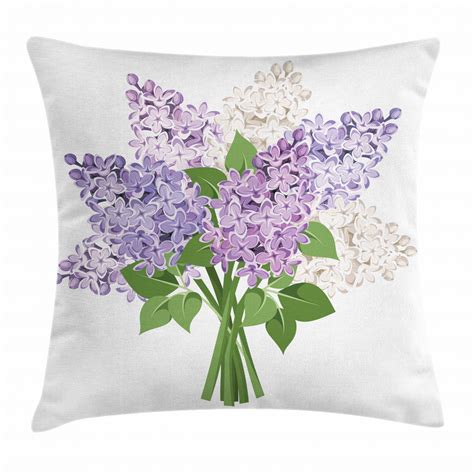 Lilac Throw Pillow Cushion Cover Illustration Of A Posy Of Rural