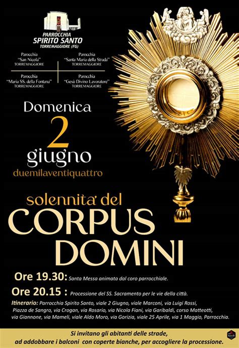 Torremaggiore Programma Solennit Del Corpus Domini Domenica Giugno