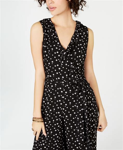 Donna Ricco Polka Dot Ruffled Jumpsuit Macys