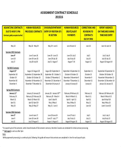 Free 12 Assignment Schedule Samples And Templates In Pdf Ms Word