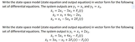 Solved Write The State Space Model State Equation And Chegg