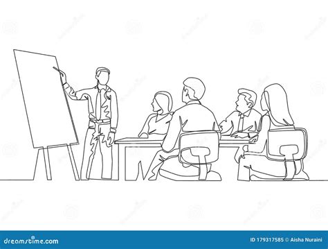 One Continuous Line Drawing Of Happy Trainer Teaching Lifeskill And