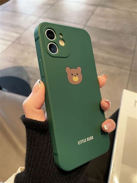 Cartoon Bear Pattern Phone Case Green Phone Case Pattern Phone Case