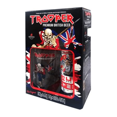 Kit Cerveja Trooper Iron Maiden Sun And Steel Sake Lager 500ml Copo