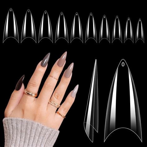 Quaferen Clear Stiletto Nail Tips 500pcs Half Cover Soft