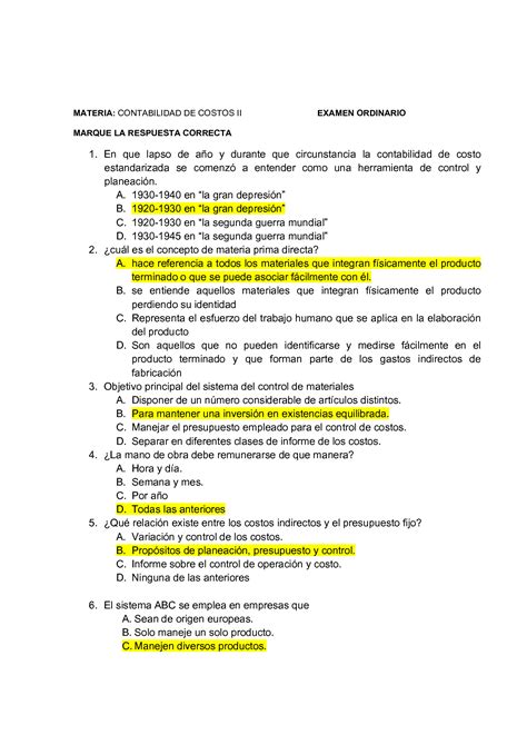 SOLUTION Contabilidad De Costos Examen Practico Studypool